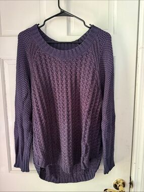 Calvin Klein Jeans Violet Cable-Knit Crewneck Sweater